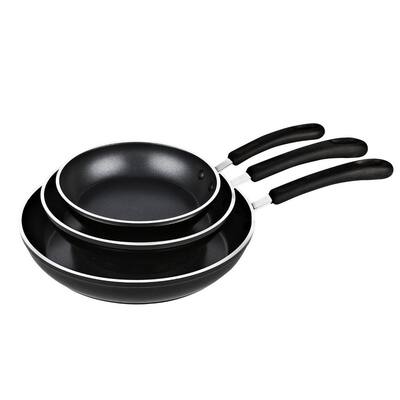 3-Piece Aluminum Nonstick Frying Pan Set in Black