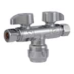 1/2 in. Push to Connect x 3/8 in. O.D. Compression x 3/8 in. O.D. Compression Dual Stop Valve