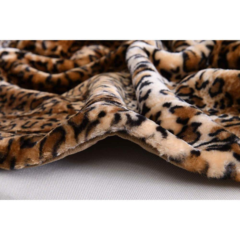 Leopard Print Faux Fur Reversible Throw Blanket 50x70
