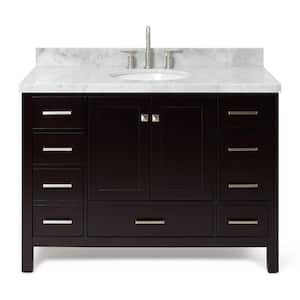 Cambridge 49 in. W x 22 in. D x 36 in. H Bath Vanity in Espresso with Carrara White Marble Top