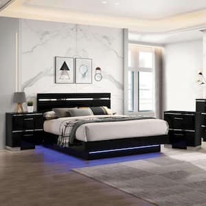 Gensley 3-Piece Black and Chrome Queen Bedroom Set