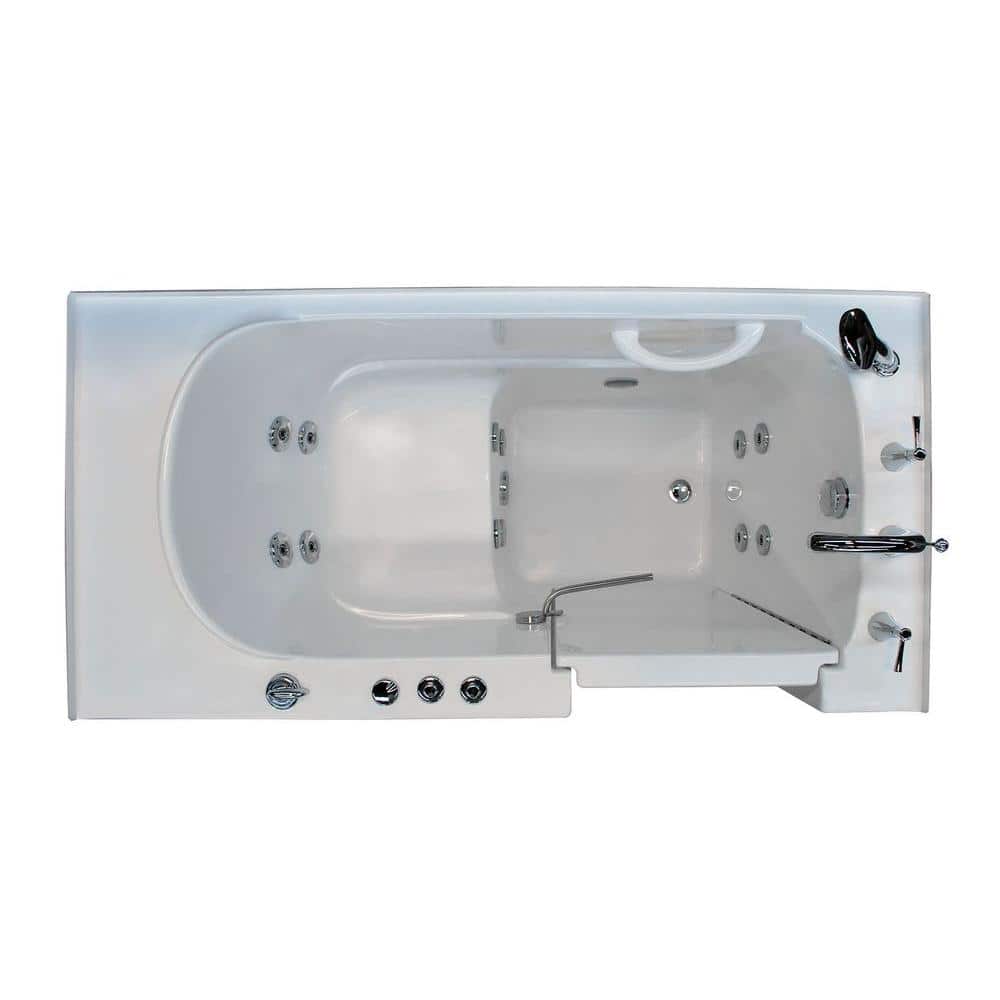 Rampart 60'' White Fiberglass Walk-In Whirlpool Bathtub