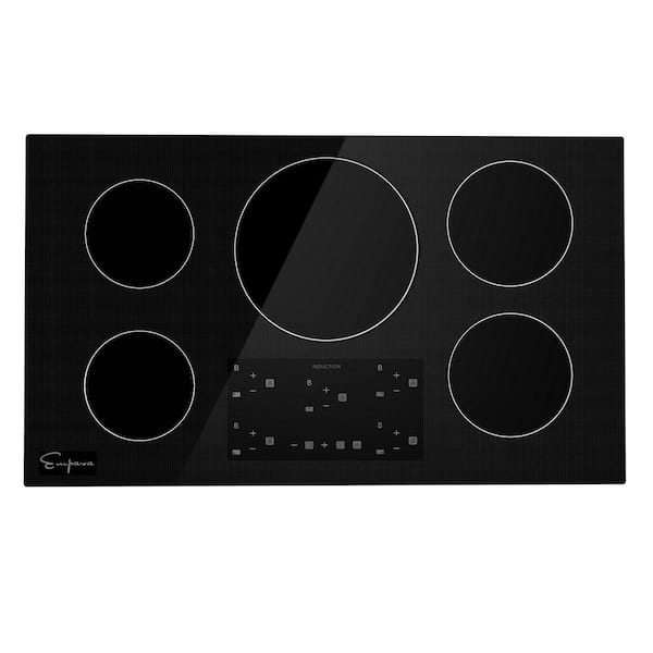 Empava 36 in. Electric Stove Induction Cooktop in Black 5 Elements Booster Burners Smooth Vitro-ceramic Glass Surface