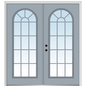 64 in. x 80 in. Classic Right-Hand Inswing Full Lite Clear Painted Fiberglass Smooth Prehung Front Door with Brickmould