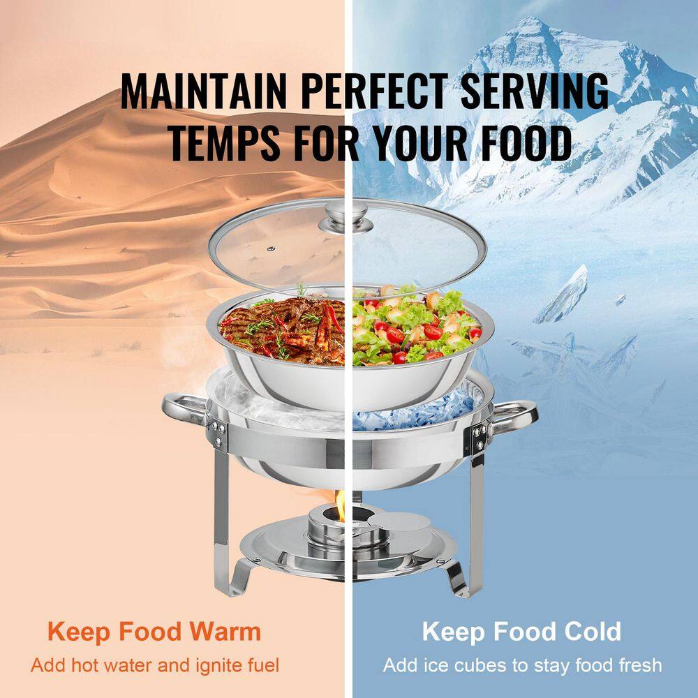 Stainless Steel Round Chafing Dish Set with Glass Lid