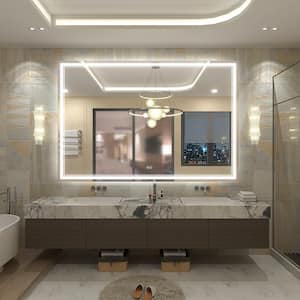 60 in. W x 40 in. H Rectangular Frameless 192 LEDs/m Front Lighted Anti-Fog Tempered Glass Wall Bathroom Vanity Mirror