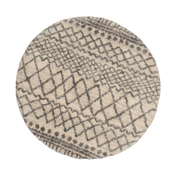 StyleWell Caspian 5 ft. Cream Round Moroccan Area Rug