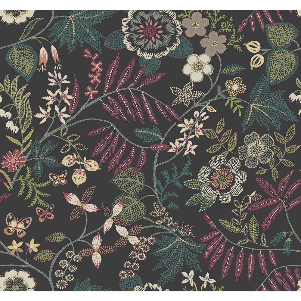 Marilyn Multi-Colored Black Floral Trail Wallpaper Sample price history on PriceWatchPro