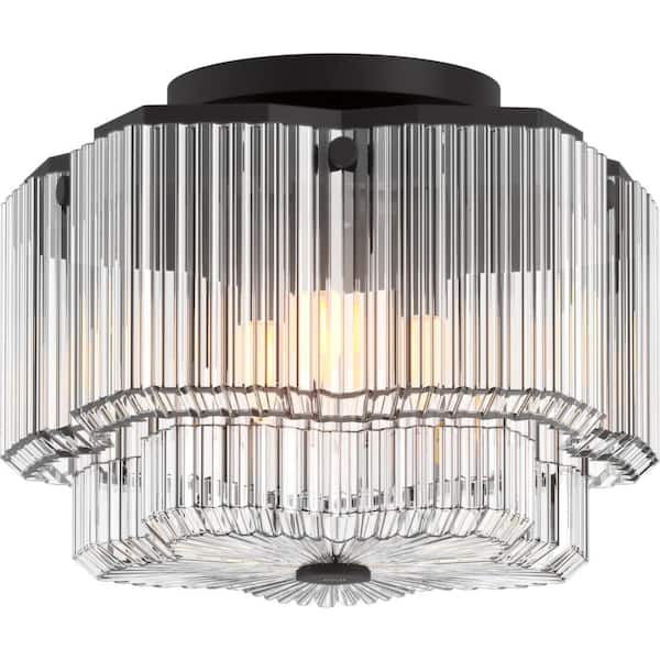 Occasion 14.89 in. 3-Light Matte Black Flush Mount