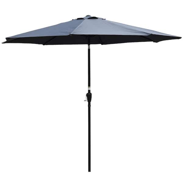 Unbranded Outdoor 10 ft. Patio Umbrella Table Umbrella Market Umbrella with Aluminum Pole & Auto Tilt-Gray, Base Not Included