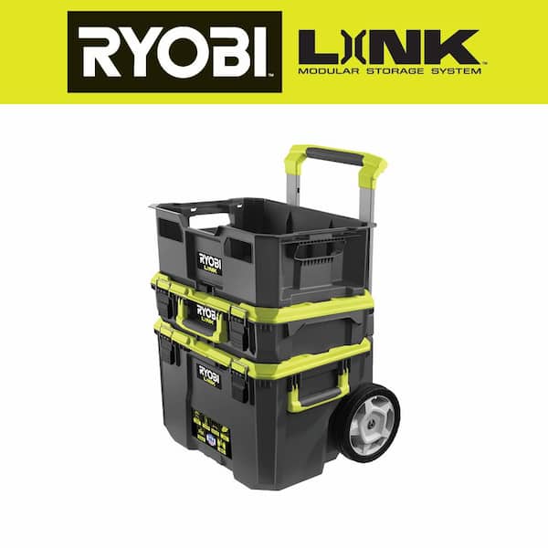 RYOBI LINK Rolling Tool Box with LINK Standard Tool Box and LINK Tool Crate