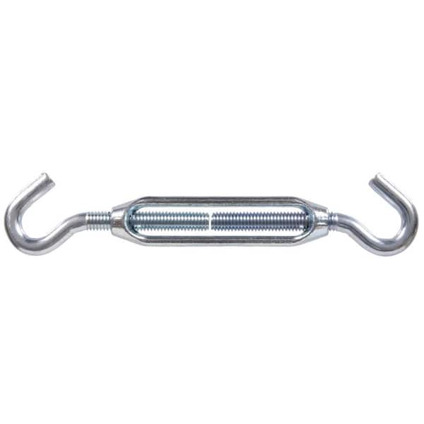 Hardware Essentials 3/8-16 in. x 10-5/8 in. Zinc-Plated Hook and Hook Turnbuckle (2-Pack)