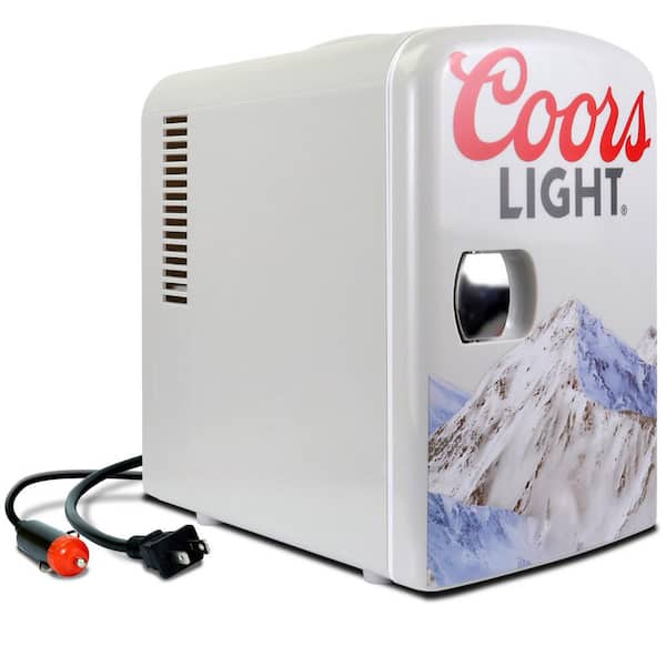 Coors Light 4L Mini Fridge Portable Thermoelectric Cooler, Holds 6 Standard Cans or 4 Tallboys Gray