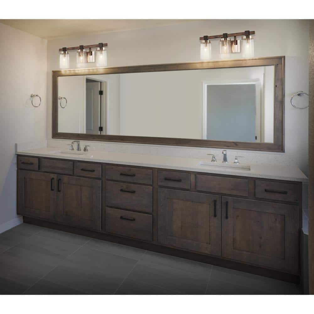 Stone Grey Brushed Nickel 3-Light Seedy Glass Vanity Light