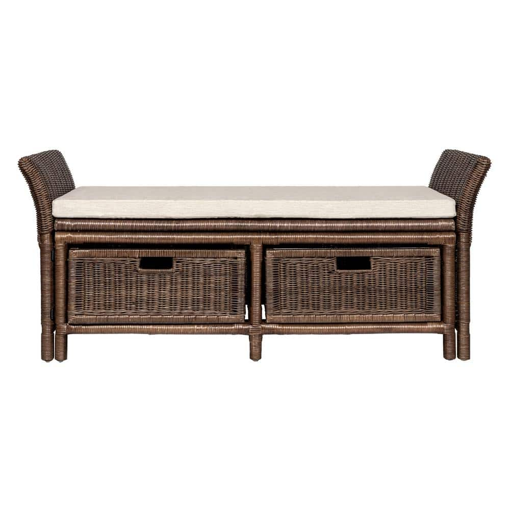 Wicker storage bench discount indoor