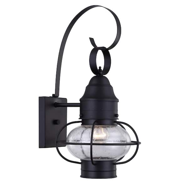 1- Light Matte Black Decorative Outdoor Wall Lantern Sconce Light