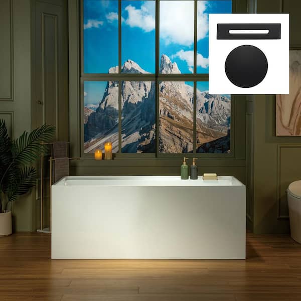 WOODBRIDGE 59 in. x 29.5 in. Soaking Bathtub with Reversible Drain in White with Matte Black