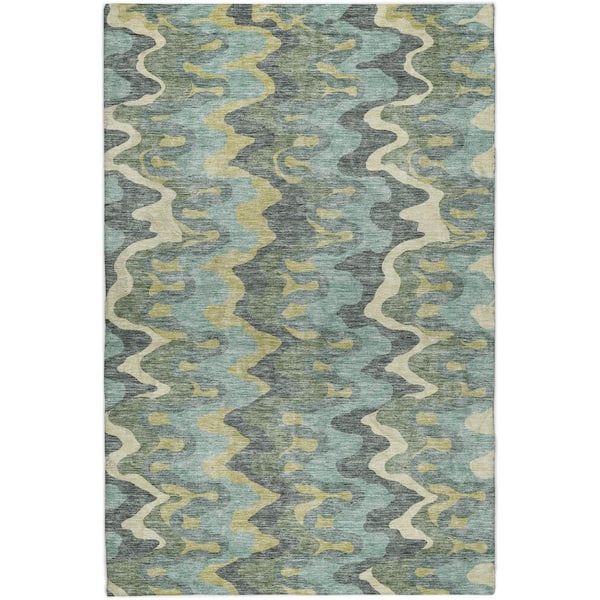 Dream Shag Premium Machine Washable Abstract ADS750 Sage 10 ft. x 14 ft. Area Rug