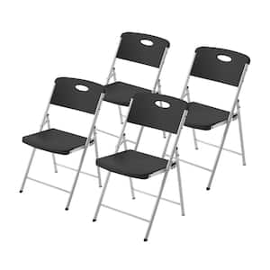 HDX Metal Frame Black/Black Resin Seat Indoor/Outdoor Folding