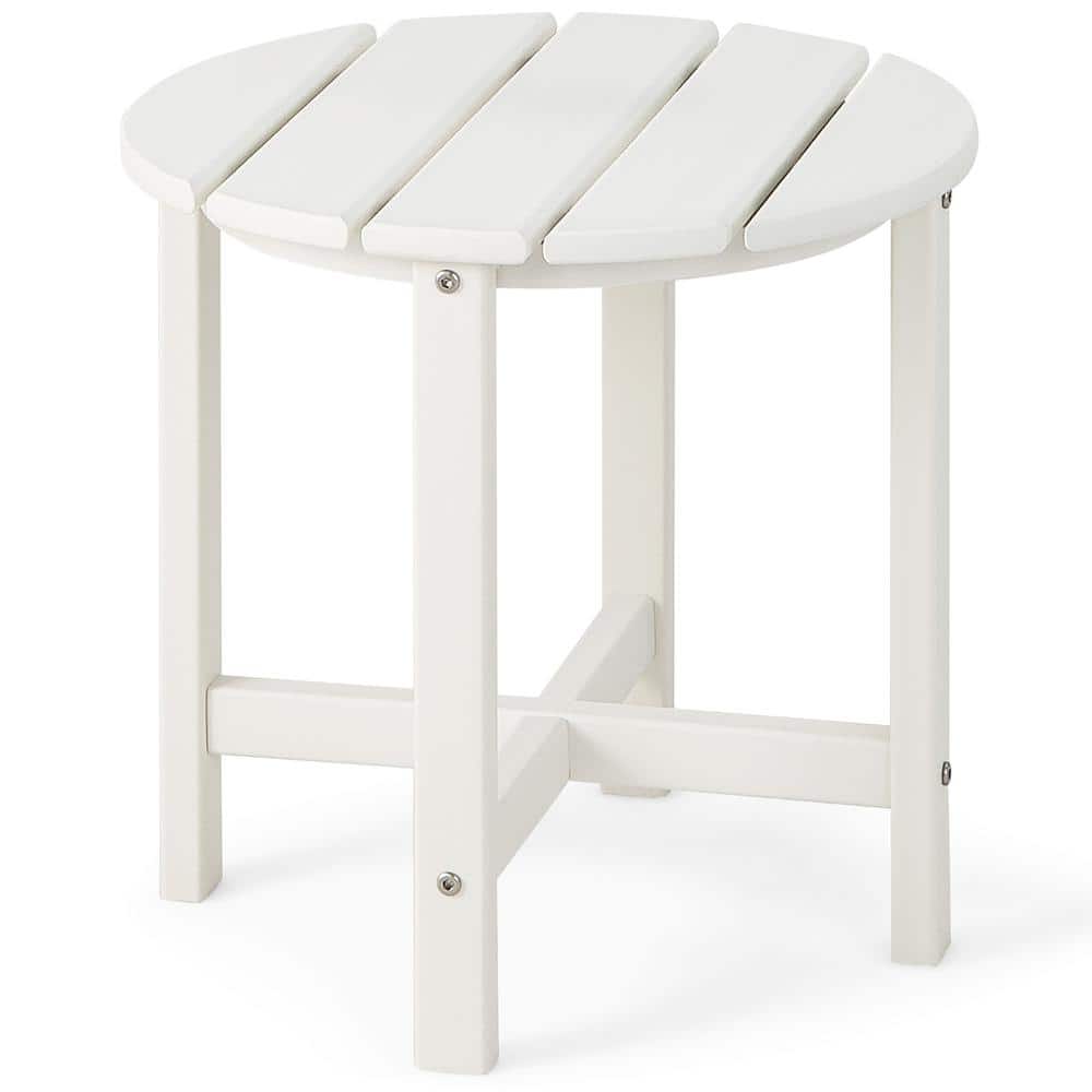Costway Round 18 in. Patio Adirondack Plastic Outdoor Side Table