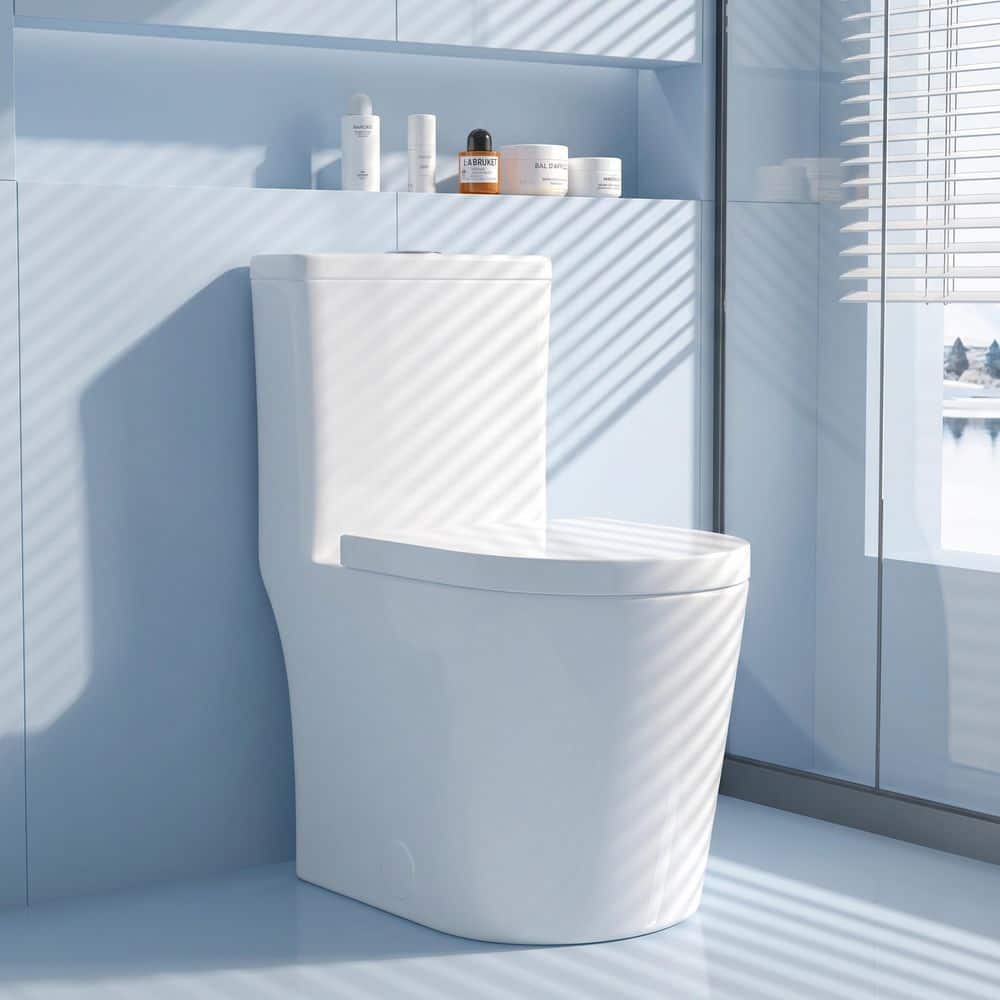 Yingze 12 in. 1-Piece 1.1/1.6 GPF Dual Flush Compact Round Toilet