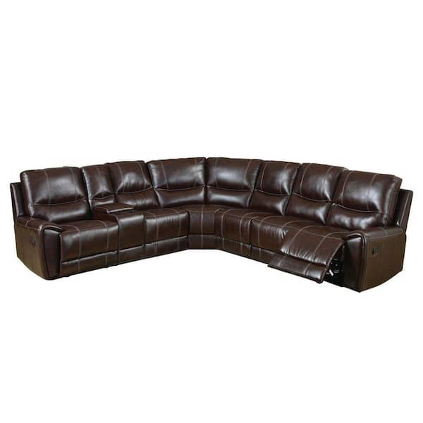Furniture of America Keystone Brown Bonded Leather Sectional