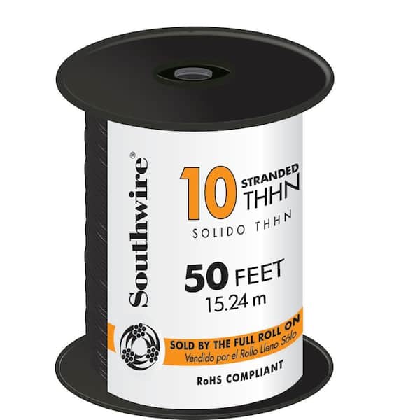 Southwire 50 ft. 10 Black Stranded CU THHN Wire