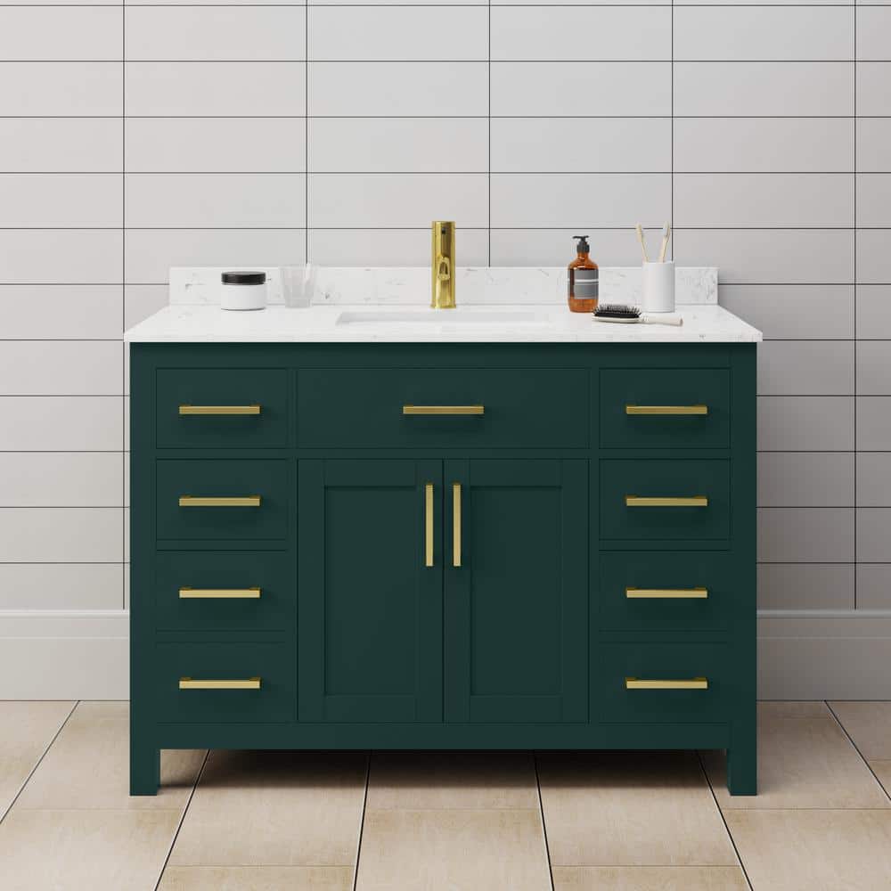 Beckett 48 in. W x 22 in. D x 35 in. H Single Sink Bathroom Vanity in Green with Carrara Cultured Marble Top price history on PriceWatchPro