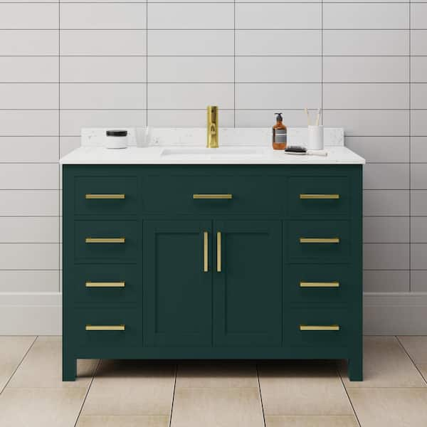 Beckett 48 in. W x 22 in. D x 35 in. H Single Sink Bathroom Vanity in Green with Carrara Cultured Marble Top