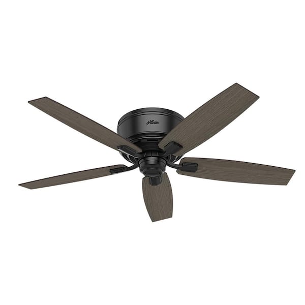 Hunter Bennett 52 In Led Low Profile Matte Black Indoor Ceiling Fan With Globe Light Kit And Handheld Remote Control 53393 - Ceiling Fan No Light Low Profile Remote