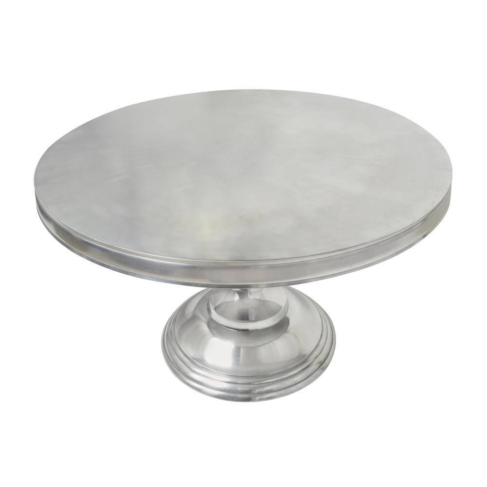 Elegant Goblet-Inspired Round Metal Coffee Table in Silver Finish