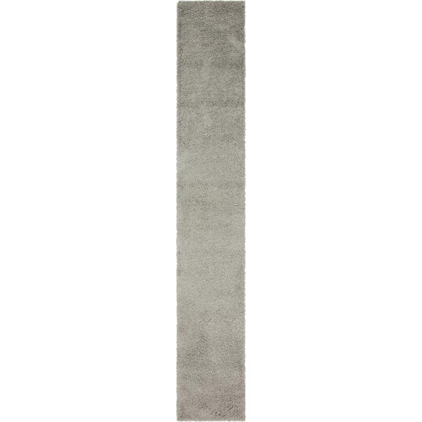 Unique Loom Solid Shag Cloud Gray 16 ft. Runner Rug
