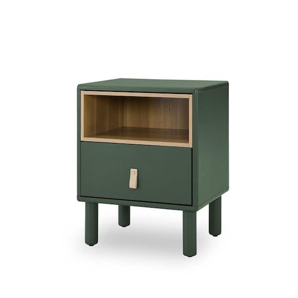 Aoibox 18.90 in. W Green Rectangle MDF Modern Nordic Style Single Drawer Compact Bedside Table with Drawer, Side Table