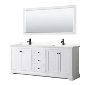 80 in. W x 22 in. D x 35 in. H Double Bath Vanity in White with Carrara Cultured Marble Top and 70 in. Mirror
