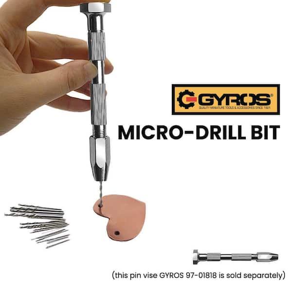 Screwdrivers Use with Pin Vise Includes 12 Micro HS Steel Bits Size #64 with Clear Storage Vial 45-21264 Gyros High SpeedSteel Wire Gauge Mini Twist Drill Bits and Rotary Tools 