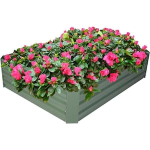 48 in. L x 36 in. W Green Metal Raised Garden Bed Galvanized Planter Box Anti-Rust Coating for Flowers Vegetables