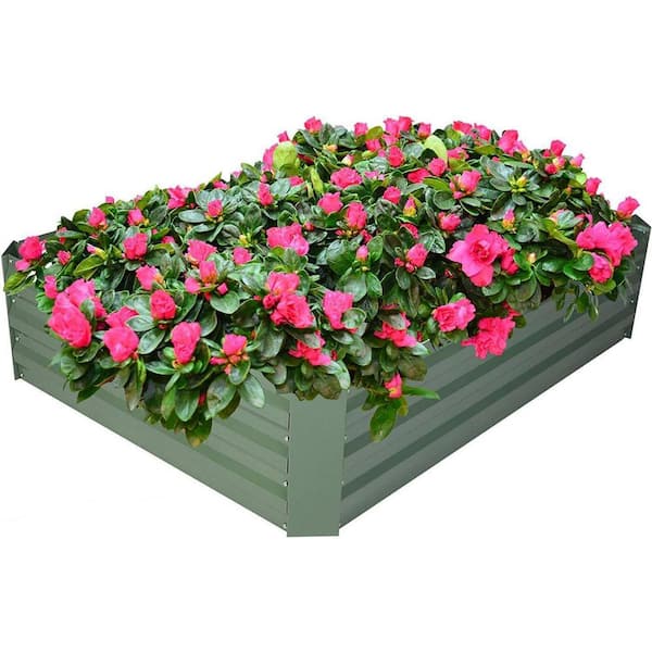 ITOPFOX 48 in. L x 36 in. W Green Metal Raised Garden Bed Galvanized Planter Box Anti-Rust Coating for Flowers Vegetables