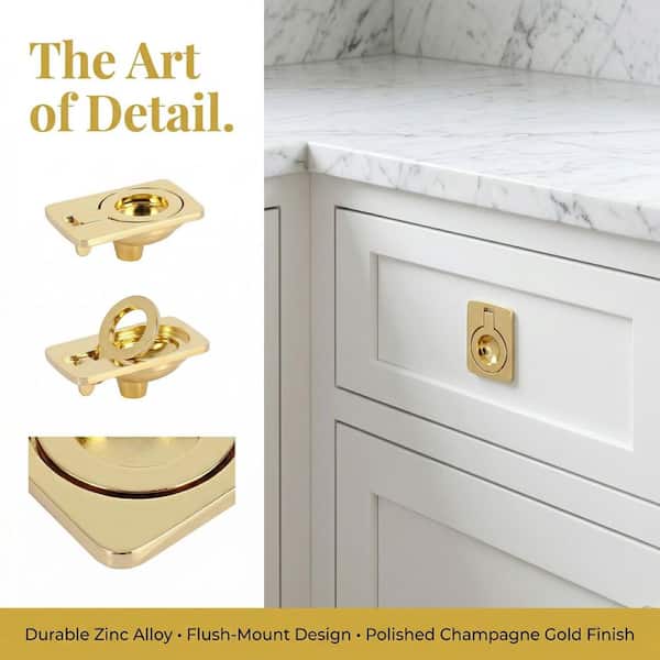 gold ring dresser pulls Bonsicoky 6Pcs Round Ring Drawer Pulls Matte Gold Ring Handle Knobs for Cabinet Drawer Dresser Cupboard Wardrobe, Single Hole