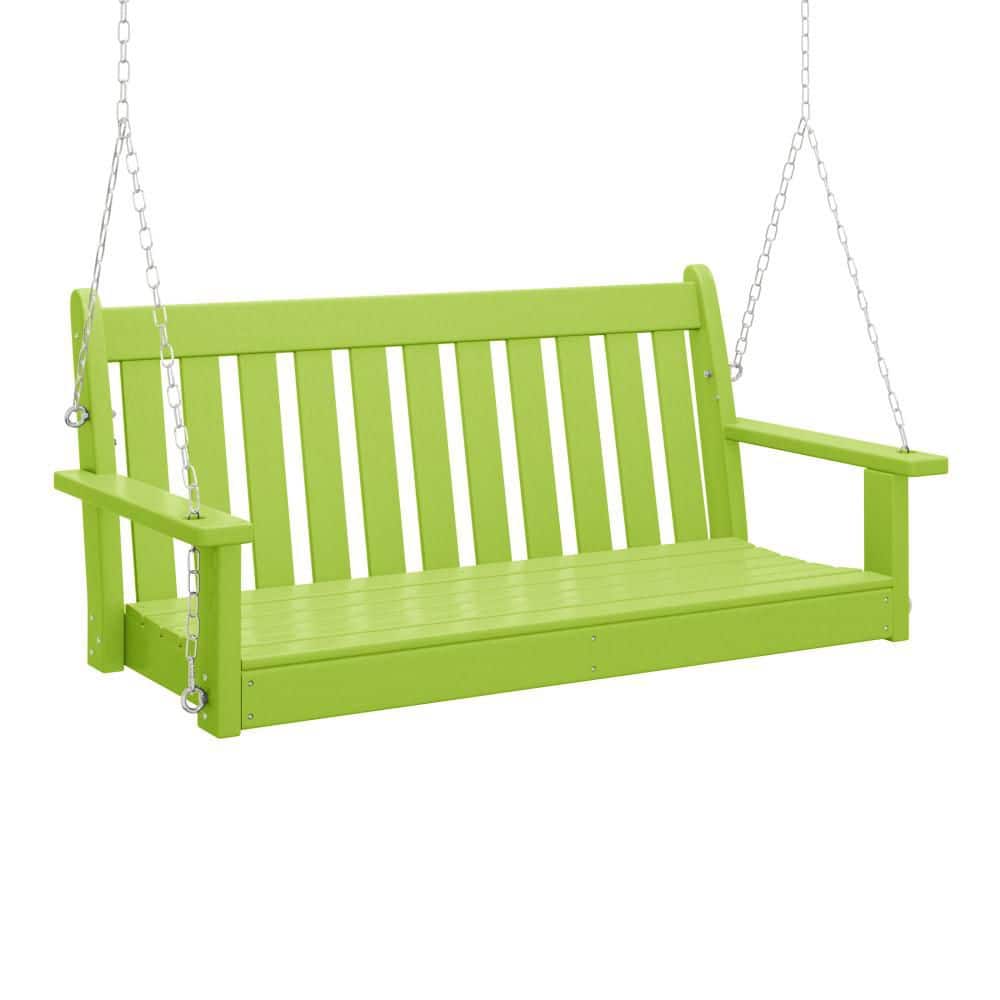 Laguna Outdoor Patio Weather Resistant Poly Plastic 51 in. 2-Person Hanging Porch Swing in Lime price history on PriceWatchPro