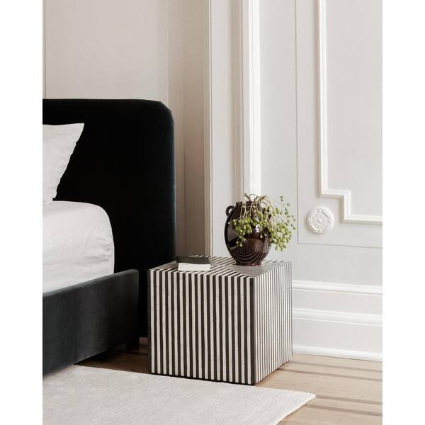 NADAAL STUDIOS Wesley 18 in. x 18 in. x 16 in. Square Art Deco Bone Veneer Side Table