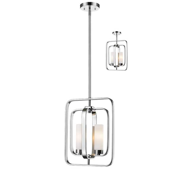 Unbranded Aideen 2-Light Chrome Mini Pendant with Glass Shade