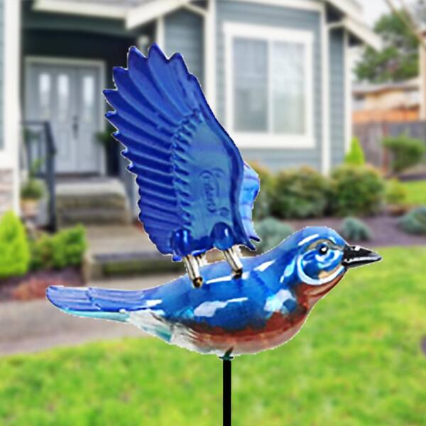 2pk Large WindyWings Blue Bird Garden Stakes 11 inch wingspan 