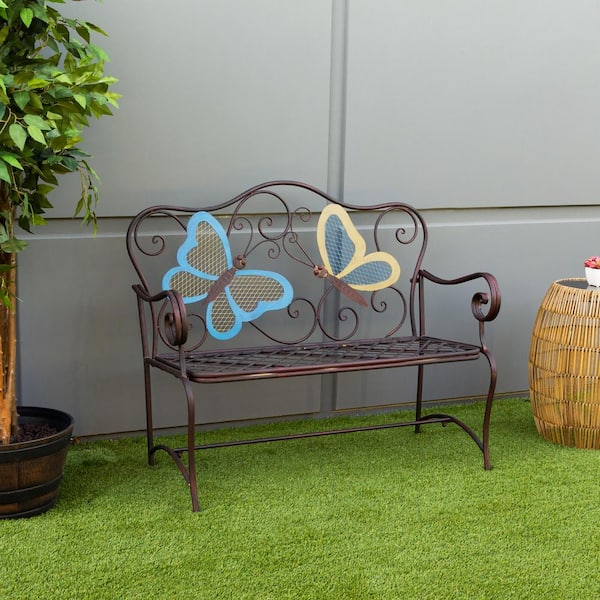 45 in. x 23 in. Outdoor 2-Person Butterfly Garden Bench