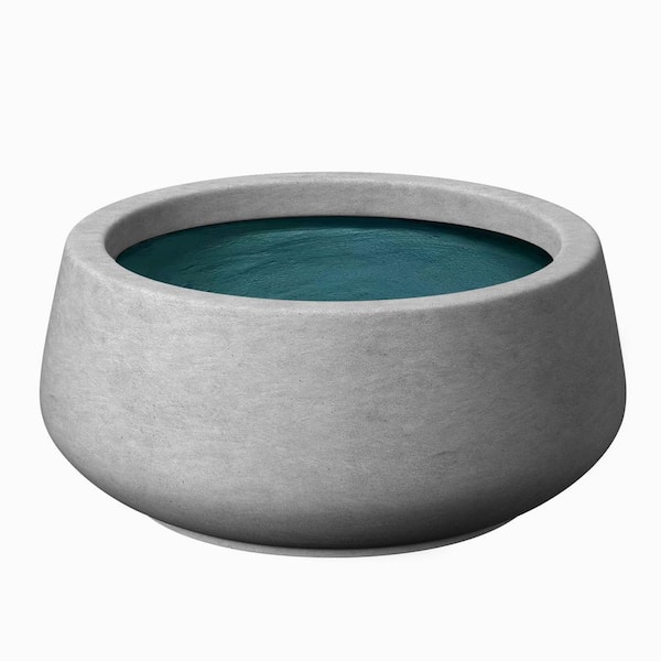 13 in. Medium Natural Gray(Premium Inner) Concrete Round Planter/Pot with Drainage Holes