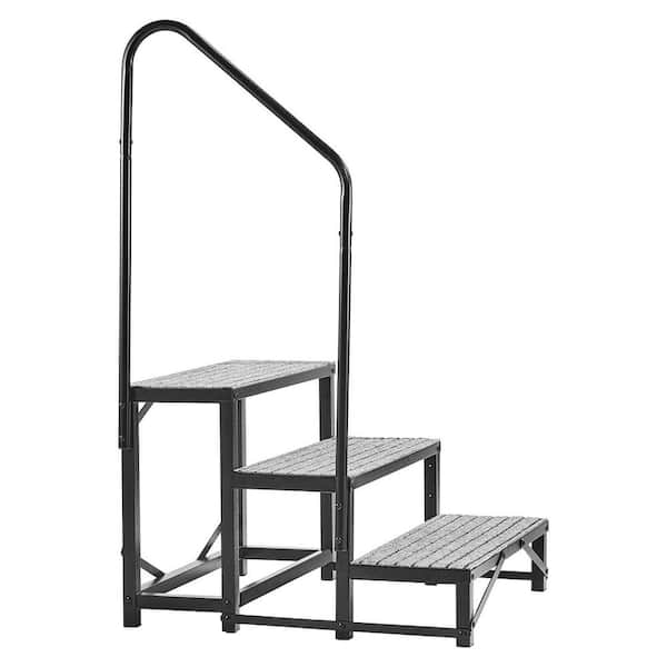 3-Step RV Stairs with Handrail, Durable Outdoor Steps with Anti-Slip Mat for Seniors and Pets, 660 lbs. Capacity