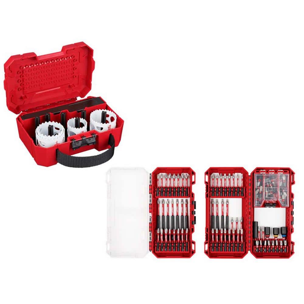 MILWAUKEE SHOCKWAVE Impact-Duty Alloy Steel Drill and Screw Driver Bit Set with Hole Dozer Bi-Metal Hole Saw Kit (108-Piece) (49-22-4019-5150)