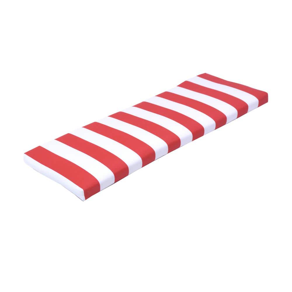 465 In X 175 In X 3 In Red Cabana Stripe Outdoor Bench Cushion 7672 01530000 The Home Depot