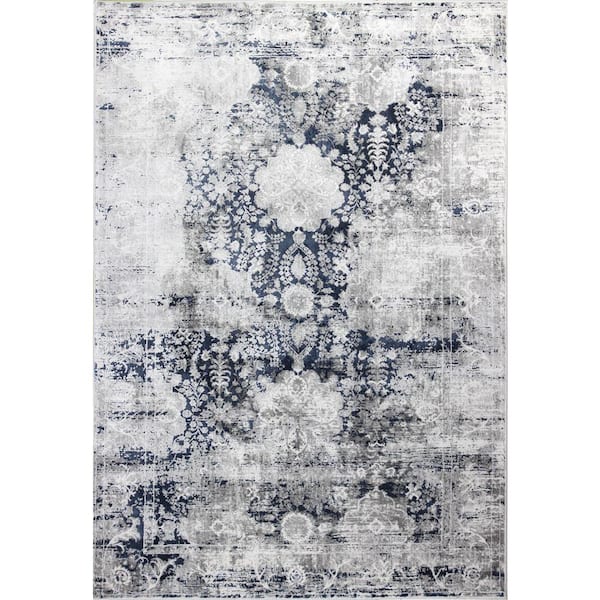 BASHIAN Capri Grey/Blue 9 ft. x 12 ft. (8'6" x 11'6") Abstract Contemporary Area Rug