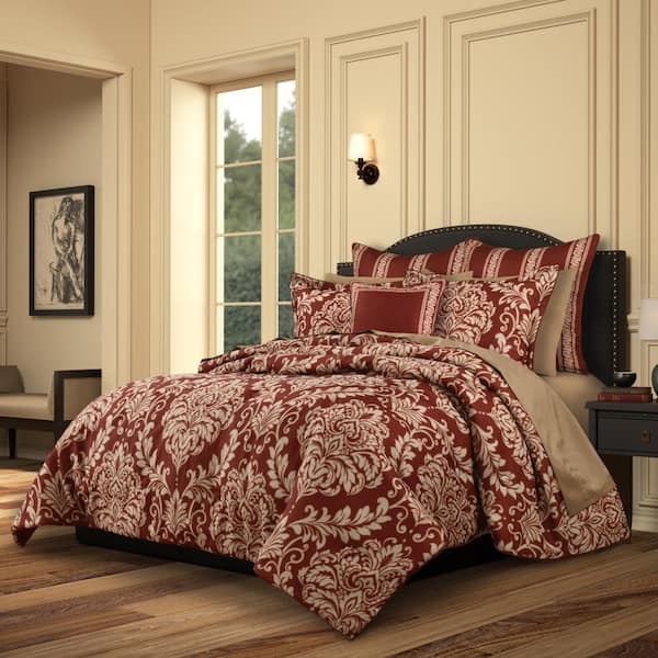QUEEN STREET NEW YORK Lazia Red Polyester Full/Queen 3-Piece