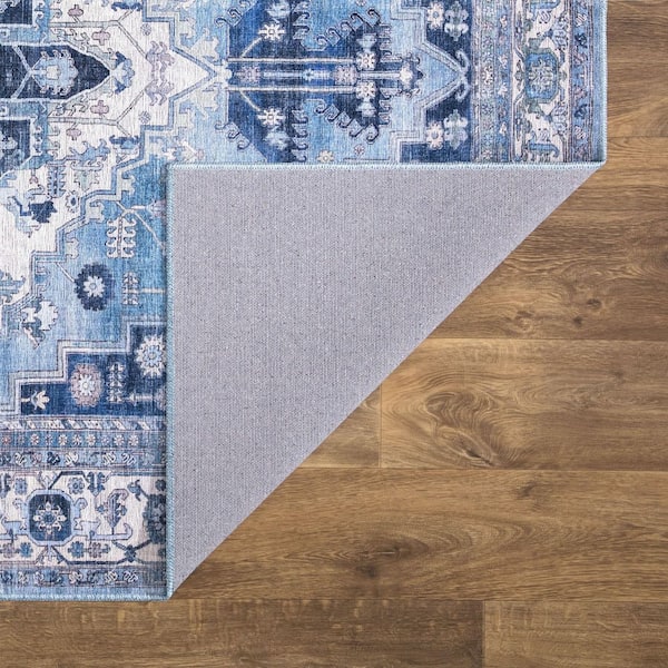 Molana Blue 8 ft. 11 in. x 12 ft. Oriental and Vintage Polypropylene Area Rug